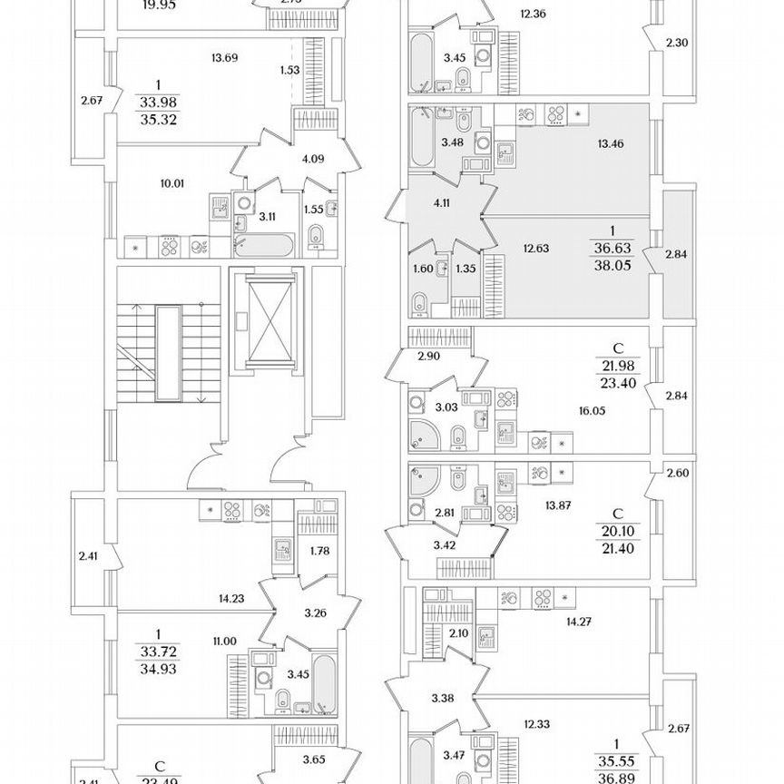 1-к. квартира, 38,1 м², 3/9 эт.