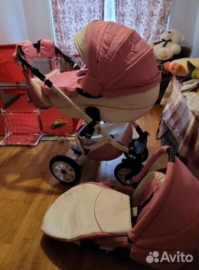 Коляска 2 в 1 Riko Brano Ecco розовая