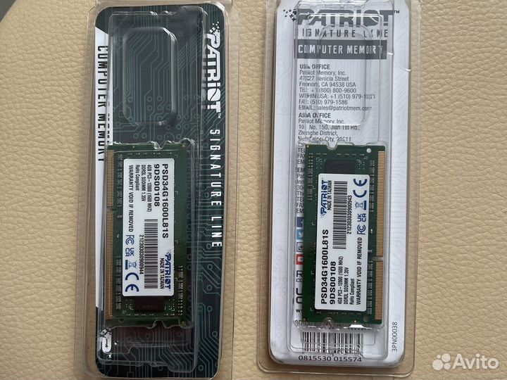 Ddr3l 1600 sodimm 8gb AMD и 4Gb Patriot