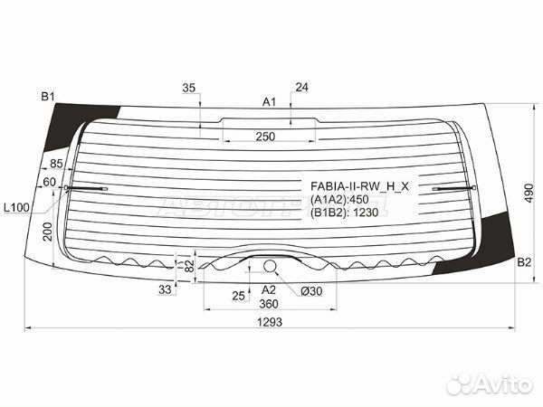 Стекло заднее skoda fabia