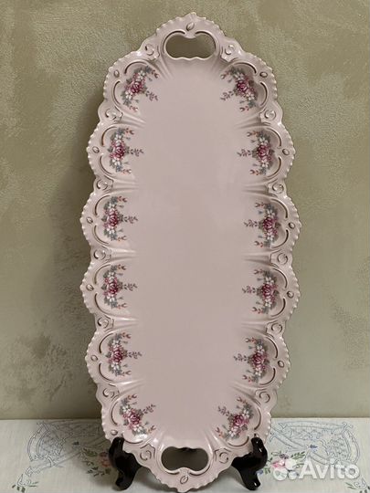 Блюдо -розовый фарфор “H&C”-50 см.Чехия