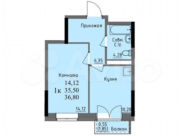 1-к. квартира, 35,5 м², 11/17 эт.