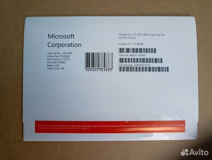 Windows Server 2022 16 core OEM DVD