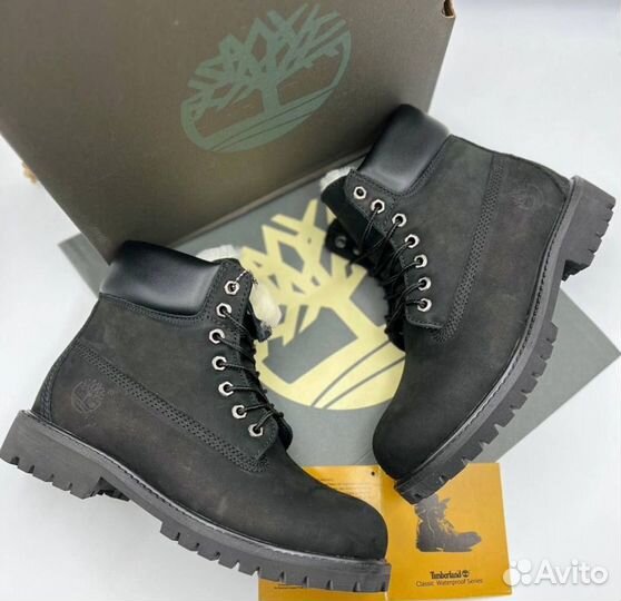 Ботинки Timberland черные с мехом зима