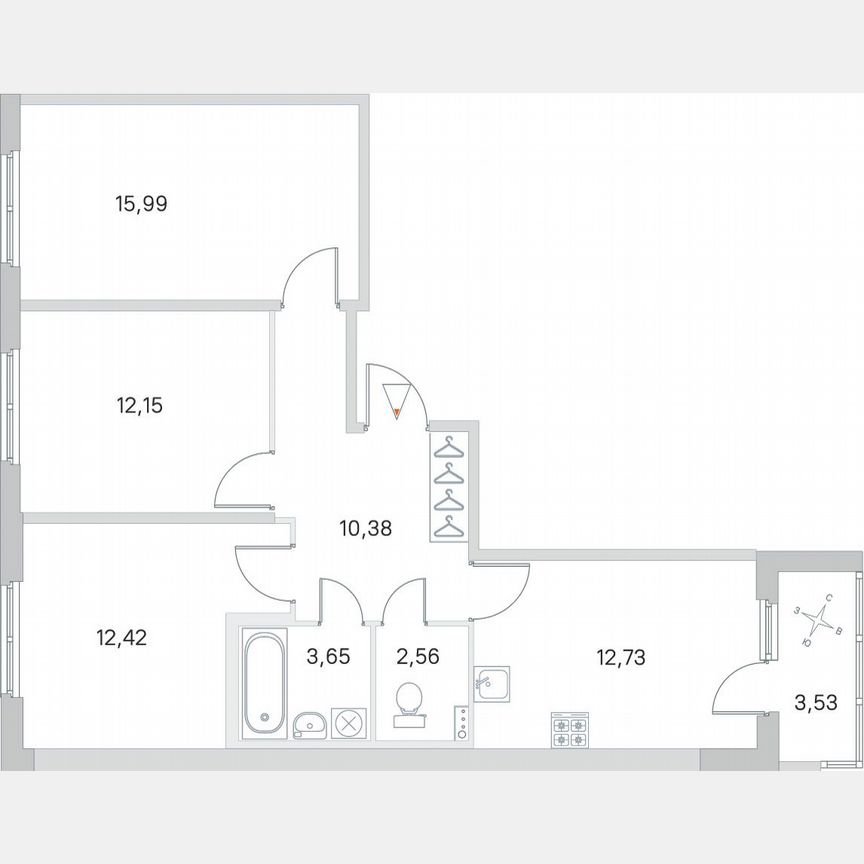 3-к. квартира, 71,7 м², 1/4 эт.
