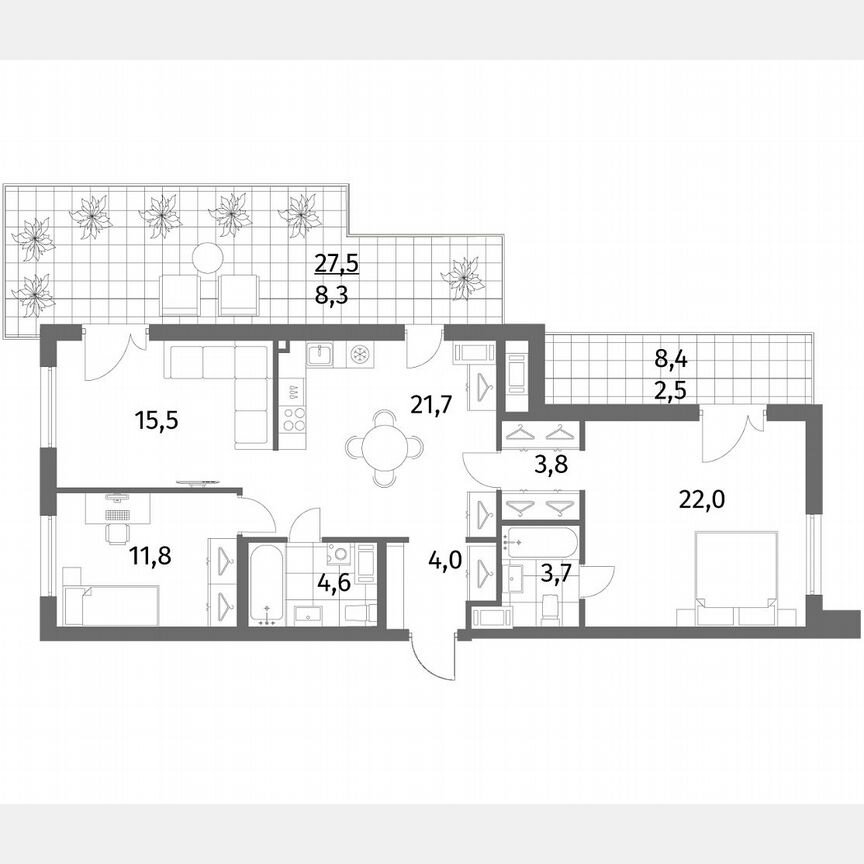 3-к. квартира, 97,9 м², 6/6 эт.