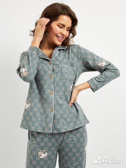 Продам Пижамный комплект с рубашкой на пуговицах и