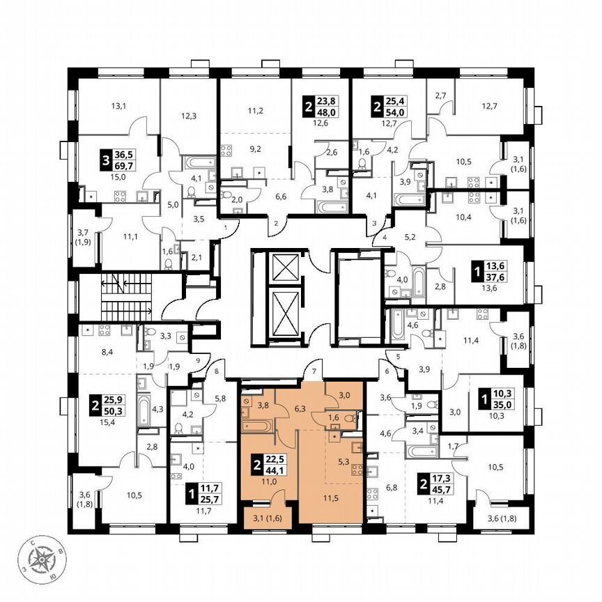 1-к. квартира, 44,1 м², 21/21 эт.