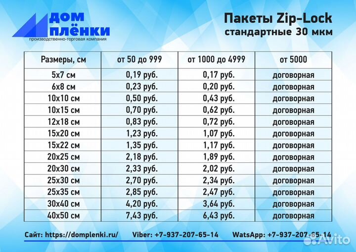Пакет Zip-Lock 40*50 см (гриппер)
