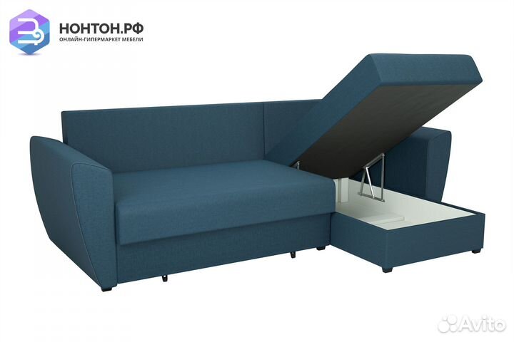 Диван угловой выкатной София синий