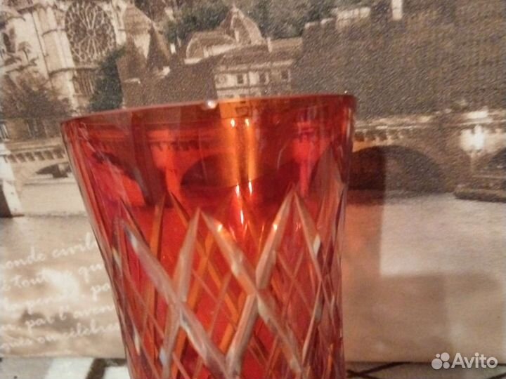 Ваза для цветов СССР из цветного стекла