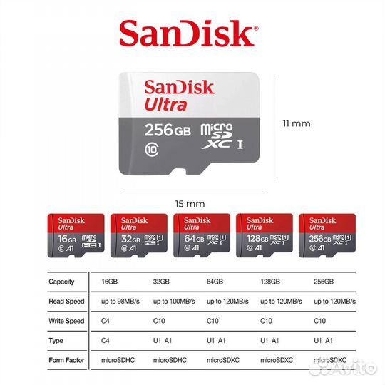 Карта памяти micro sd 256гб Sandisk