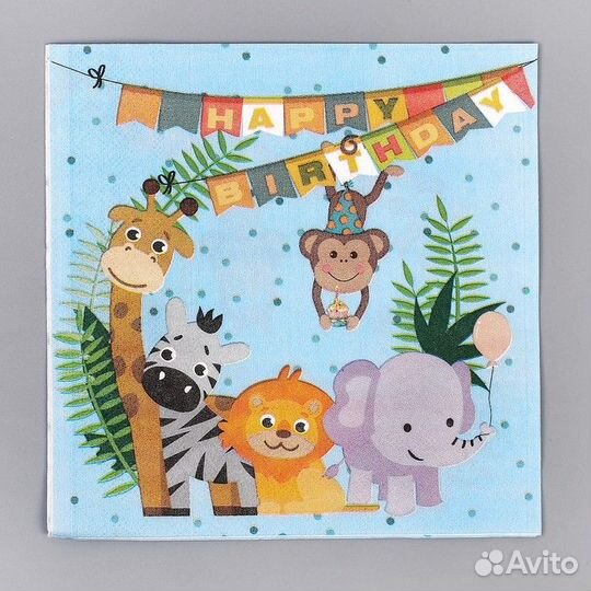 Салфетки бумажные «С днём рождения», 33х33 см, наб