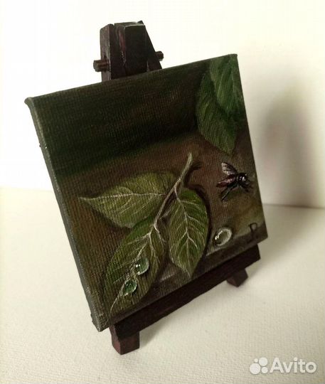 Миниатюра «Муха и лист розы» 8/8 см