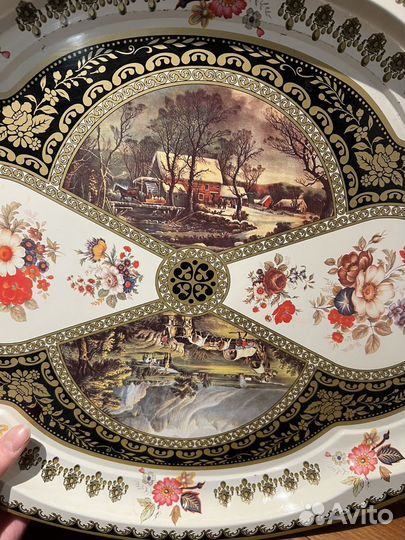 Винтажный металлический поднос