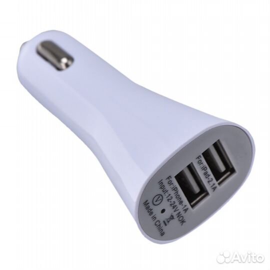 USB авто адаптер белый 12В iPad, iPod, iPhone