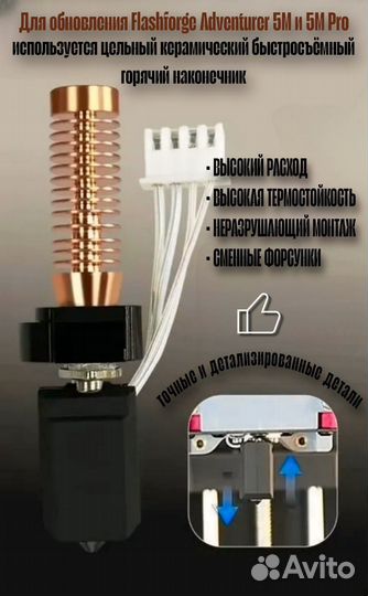 Сопло для 3D принтера 0.4 flashforge 5m