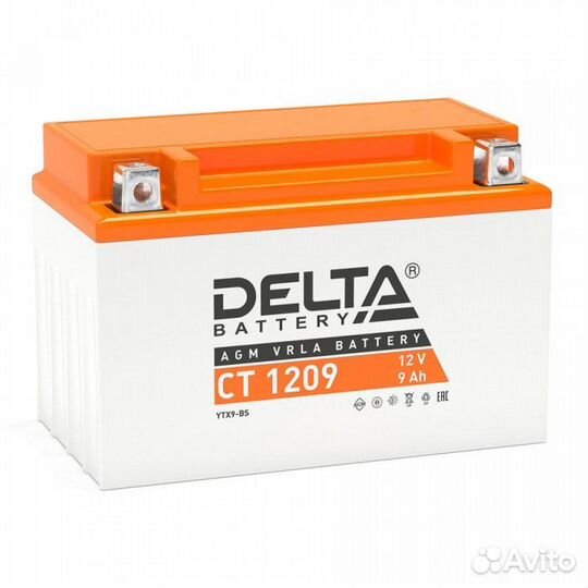 Мото аккумулятор Delta CT 1209 прям. пол. 9 Ач