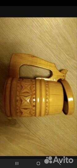 Кружка деревянная пивная с крышкой