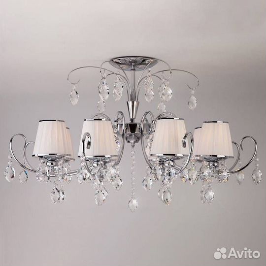 Люстра на штанге Eurosvet Rosalva 10021/8 хром/прозрачный хрусталь Strotskis