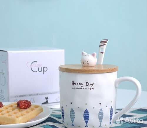 Кружка в комплекте с крышкой и ложкой