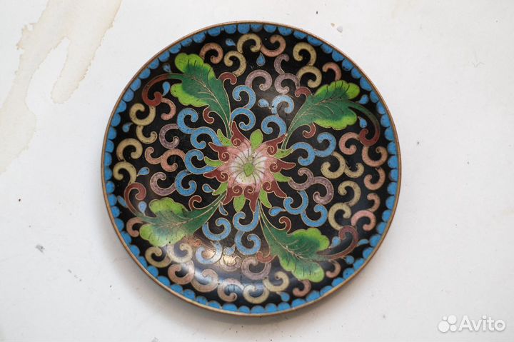 Тарелки эмаль клуазоне 50-е годы Китай