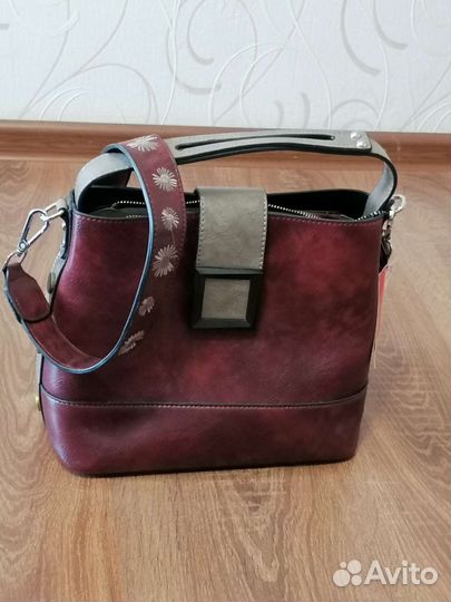 Сумка кожаная женская новая цвет бордо