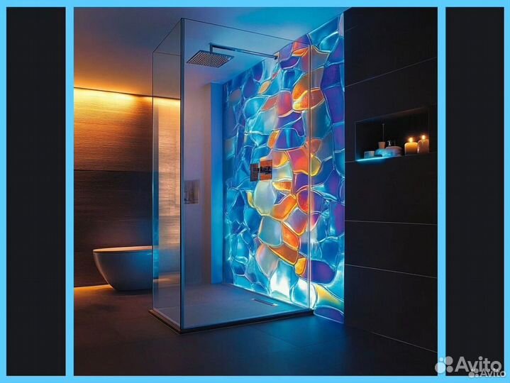 Душевые стеклянные перегородки с установкой