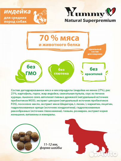 Корм для взрослых собак средних пород Индейка