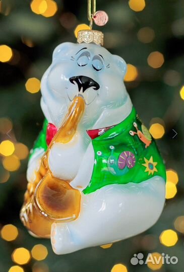 Елочная игрушка Медведь музыкант xmas toys