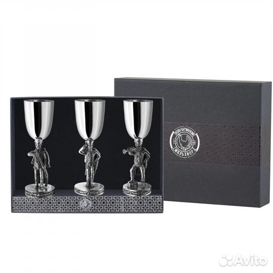Набор из 3 рюмок атыбаты посеребренный
