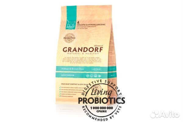 Корм Грандорф 4мяса с пробиотиками для Кошек, 2кг