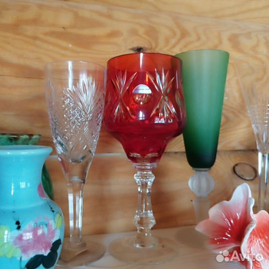 Фужеры цветной хрусталь СССР