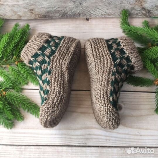 Носки шерстяные вязаные ручной работы
