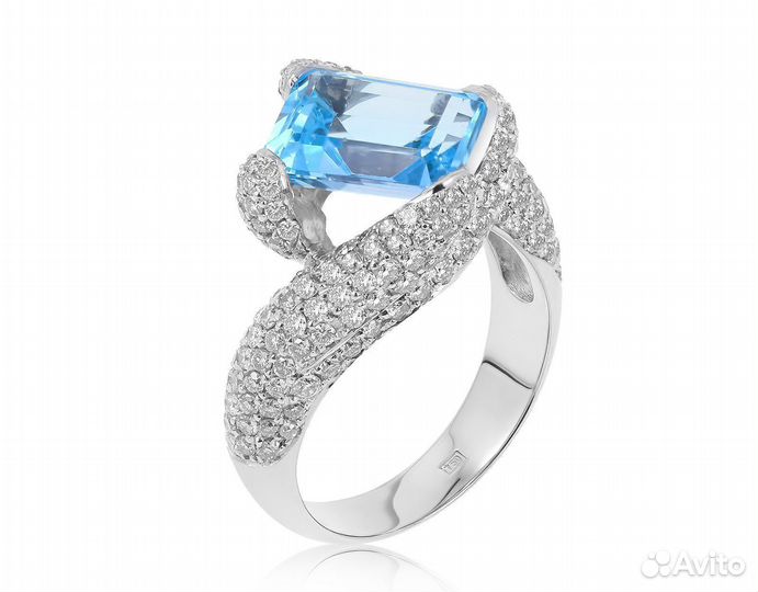 Золотое кольцо с топазом 4.90ct