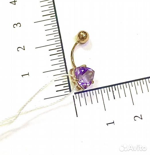 Золотой пирсинг с камнем