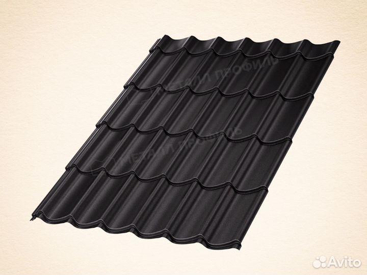 Металлочерепица Ламонтерра 0,5 мм валори серая