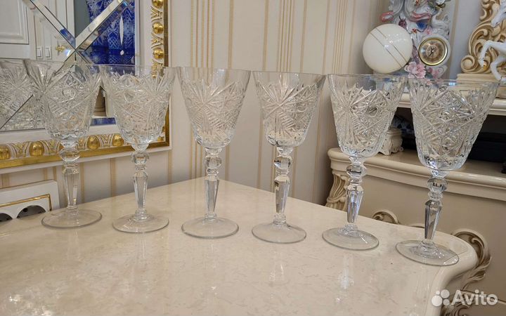 Фужеры бокалы хрусталь на фигурной ножке