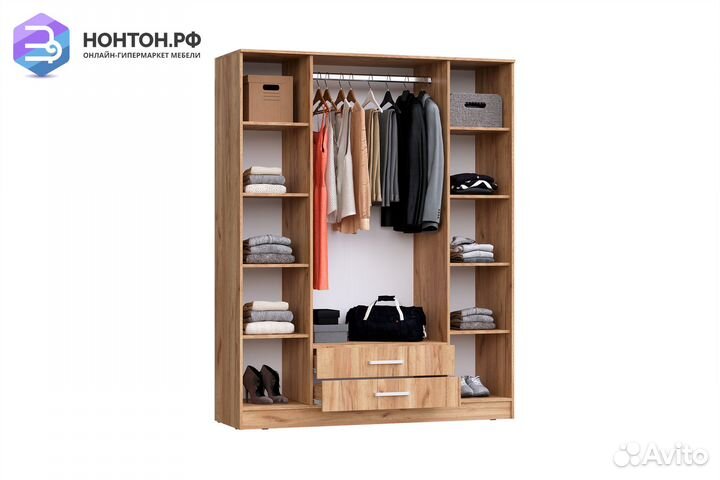 Шкаф Мартина 4-дверный графит / дуб крафт