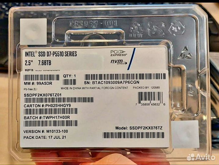 Серверный диск Intel ssd D7- P5510 7.68TB U2 NVMe