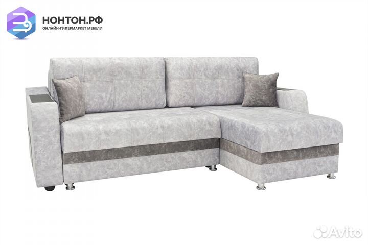Диван угловой тик-так Бостон серый