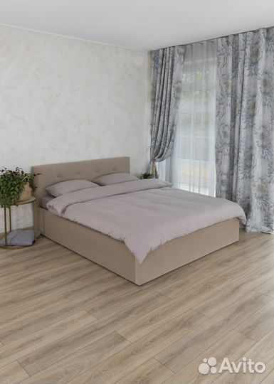 Кровать двухспальная + матрас 160х200 велюр кофе