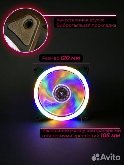 Кулер вентилятор для пк 120 с подсветкой 4 цвета
