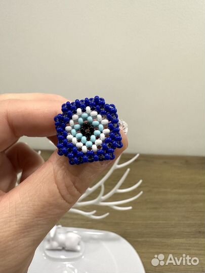 Кольцо из бисера 2 шт ручная работа новые