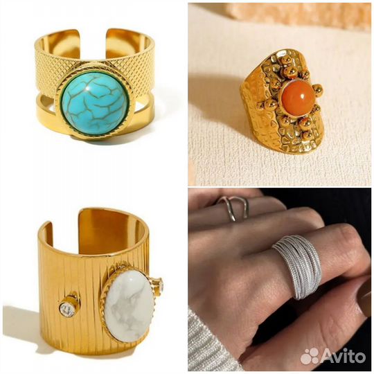 Трендовые кольца Armani, Love Moschino