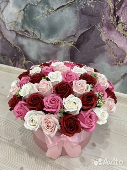 Букет из 55 мыльных роз, только под заказ