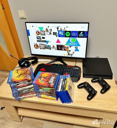 Sony ps4 slim + 144 игры + 2 джоя