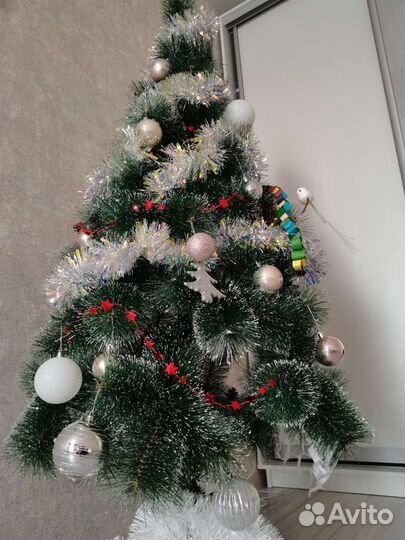 Ёлка, сосна искусственная новая+гирлянда 8м в пода
