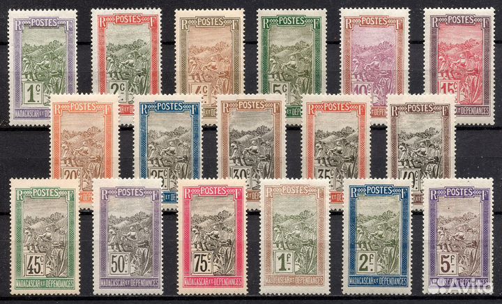 1908 Фр. колонии Мадагаскар Yvert 94-110 (Полн.)**