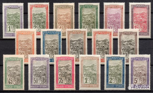 1908 Фр. колонии Мадагаскар Yvert 94-110 (Полн.)**